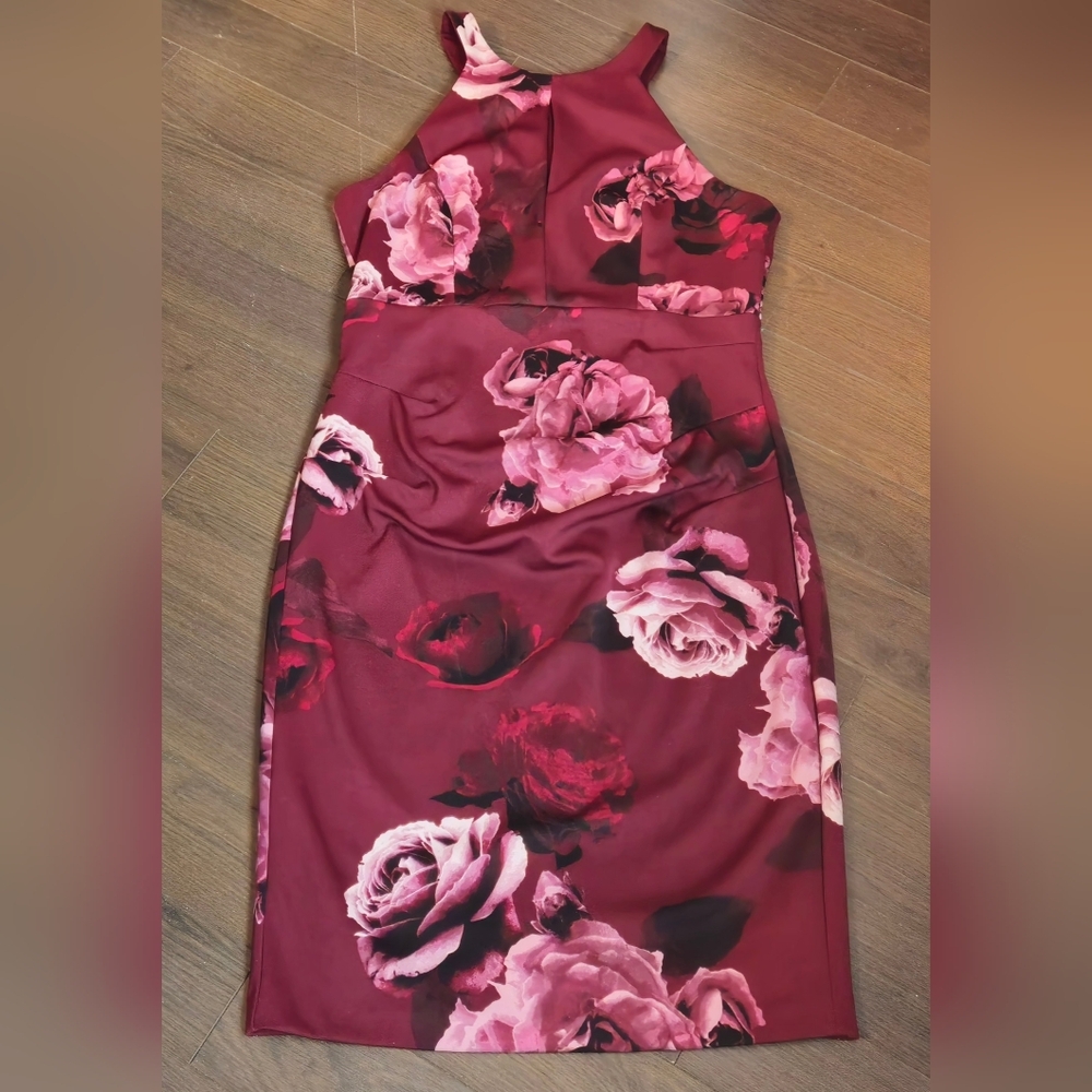 Le Chateau - Floral Burgundy Dress